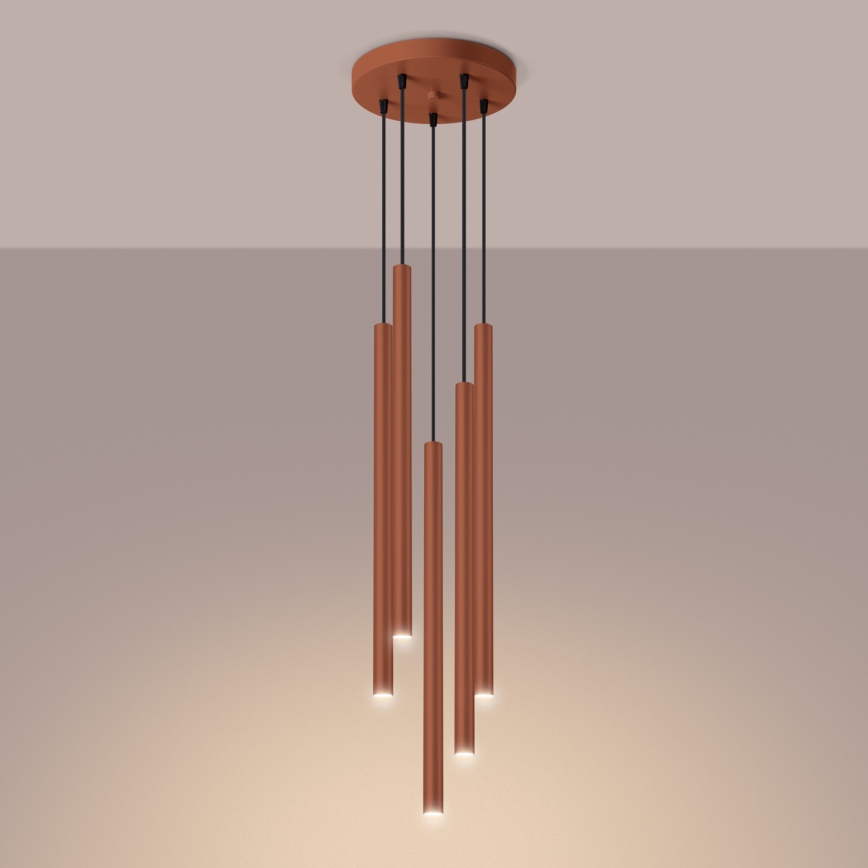 Hanglamp aan een koord PASTELO 5xG9/8W/230V rood