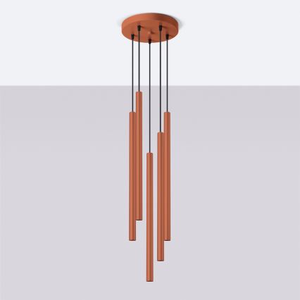 Hanglamp aan een koord PASTELO 5xG9/8W/230V rood