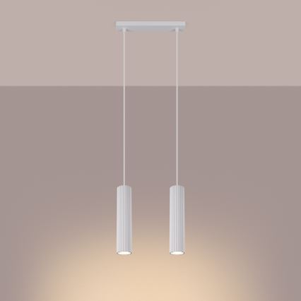 Hanglamp aan een koord KARBON 2xGU10/10W/230V wit