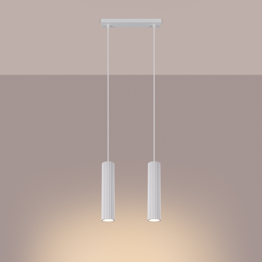 Hanglamp aan een koord KARBON 2xGU10/10W/230V wit