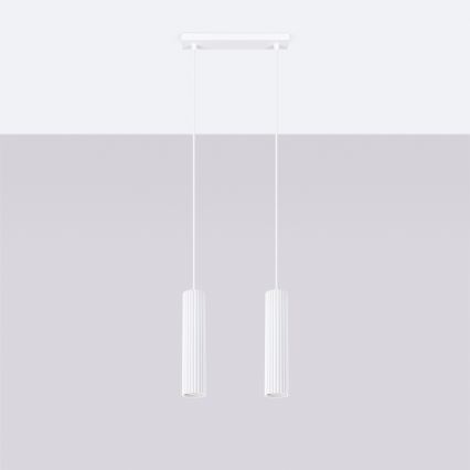 Hanglamp aan een koord KARBON 2xGU10/10W/230V wit