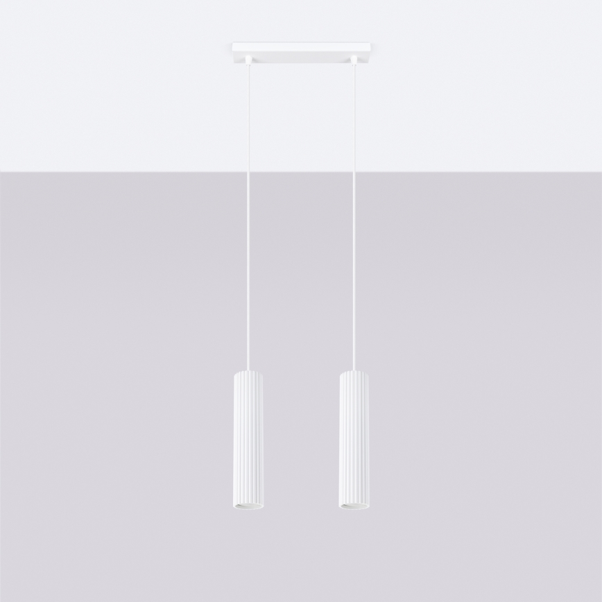 Hanglamp aan een koord KARBON 2xGU10/10W/230V wit