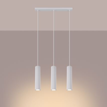 Hanglamp aan een koord KARBON 3xGU10/10W/230V wit