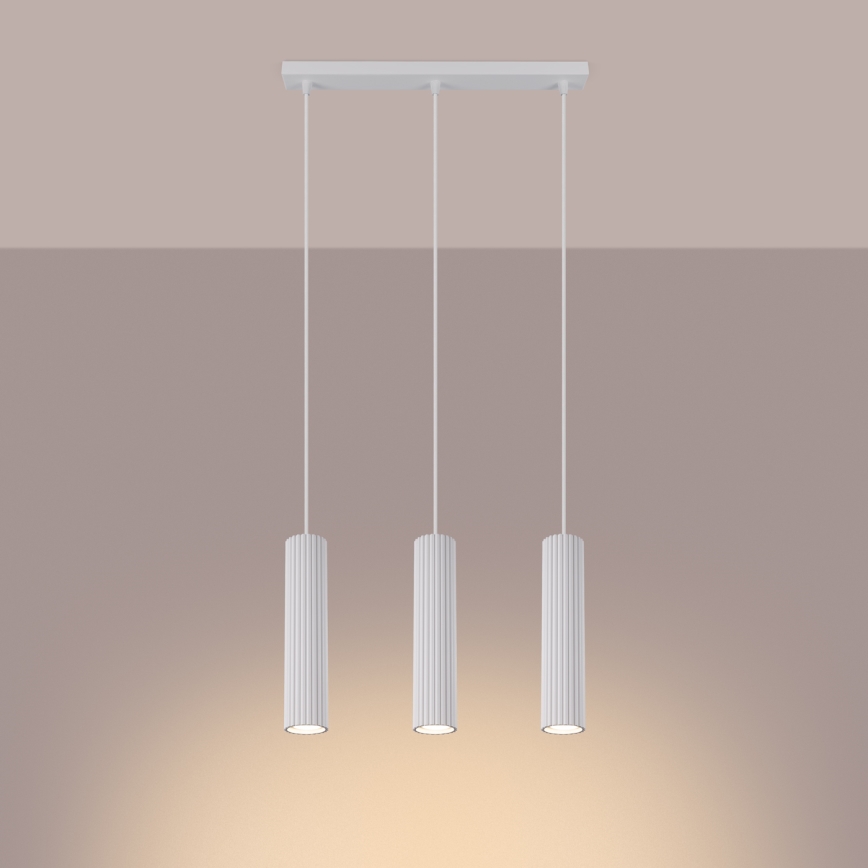 Hanglamp aan een koord KARBON 3xGU10/10W/230V wit