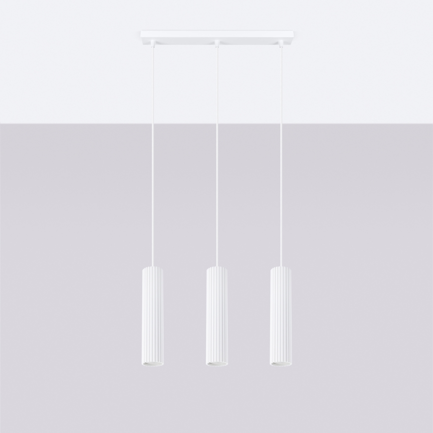 Hanglamp aan een koord KARBON 3xGU10/10W/230V wit
