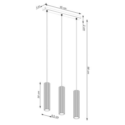 Hanglamp aan een koord KARBON 3xGU10/10W/230V wit