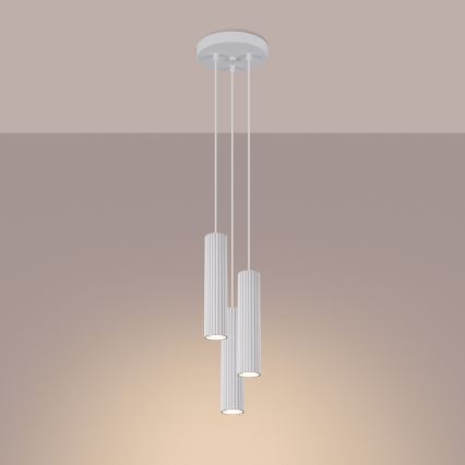 Hanglamp aan een koord KARBON 3xGU10/10W/230V wit