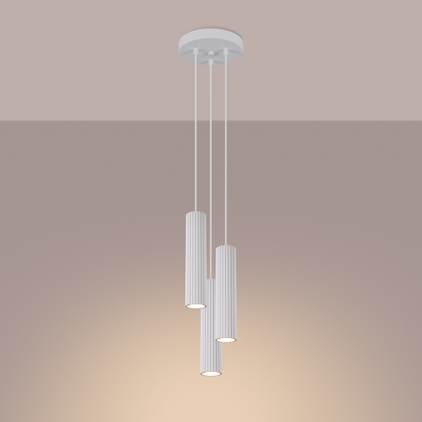 Hanglamp aan een koord KARBON 3xGU10/10W/230V wit