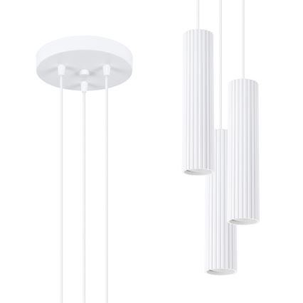 Hanglamp aan een koord KARBON 3xGU10/10W/230V wit