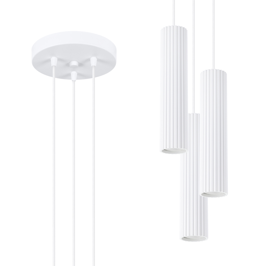 Hanglamp aan een koord KARBON 3xGU10/10W/230V wit