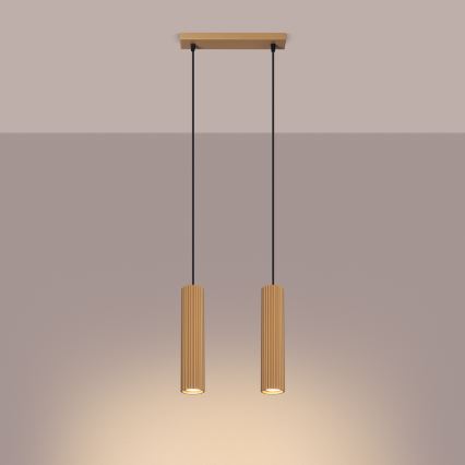 Hanglamp aan een koord KARBON 2xGU10/10W/230V goud