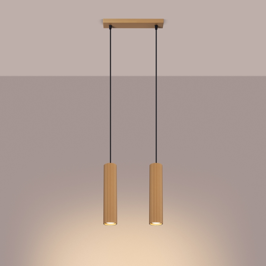 Hanglamp aan een koord KARBON 2xGU10/10W/230V goud