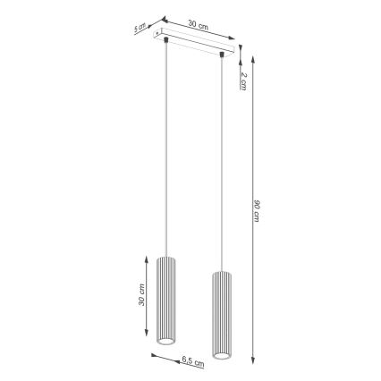 Hanglamp aan een koord KARBON 2xGU10/10W/230V goud