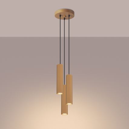 Hanglamp aan een koord KARBON 3xGU10/10W/230V goud
