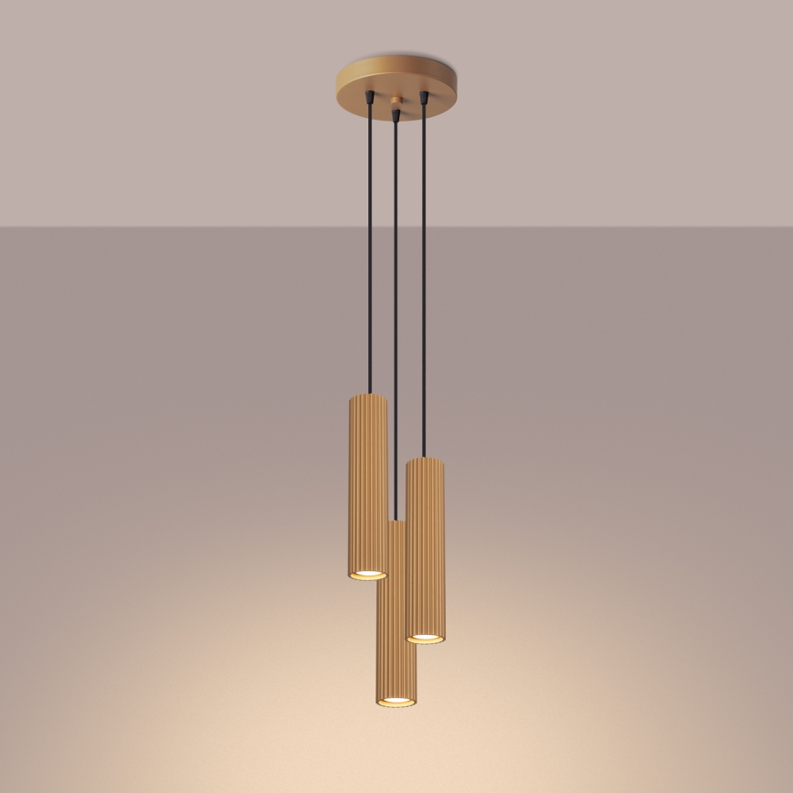 Hanglamp aan een koord KARBON 3xGU10/10W/230V goud