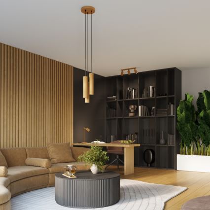 Hanglamp aan een koord KARBON 3xGU10/10W/230V goud
