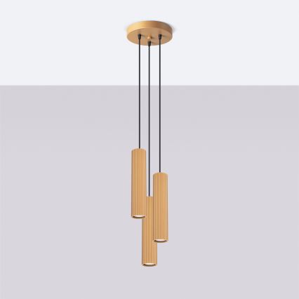 Hanglamp aan een koord KARBON 3xGU10/10W/230V goud