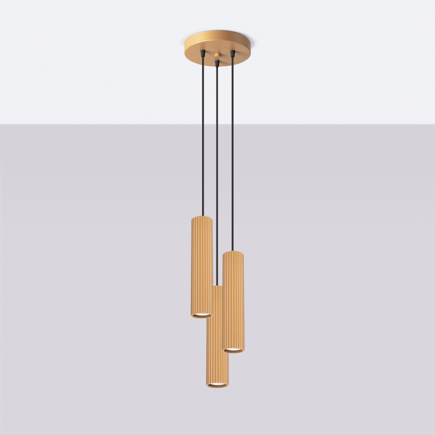 Hanglamp aan een koord KARBON 3xGU10/10W/230V goud