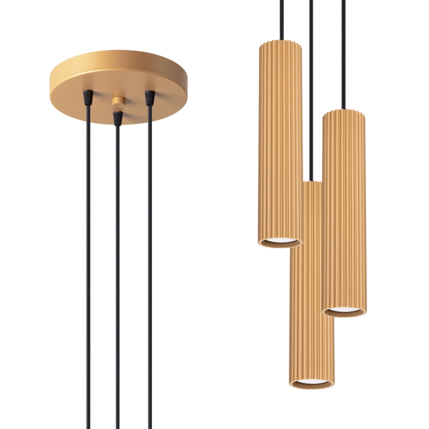 Hanglamp aan een koord KARBON 3xGU10/10W/230V goud