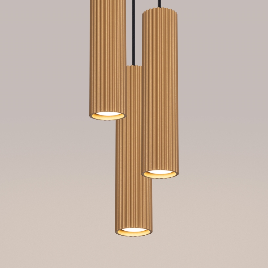 Hanglamp aan een koord KARBON 3xGU10/10W/230V goud