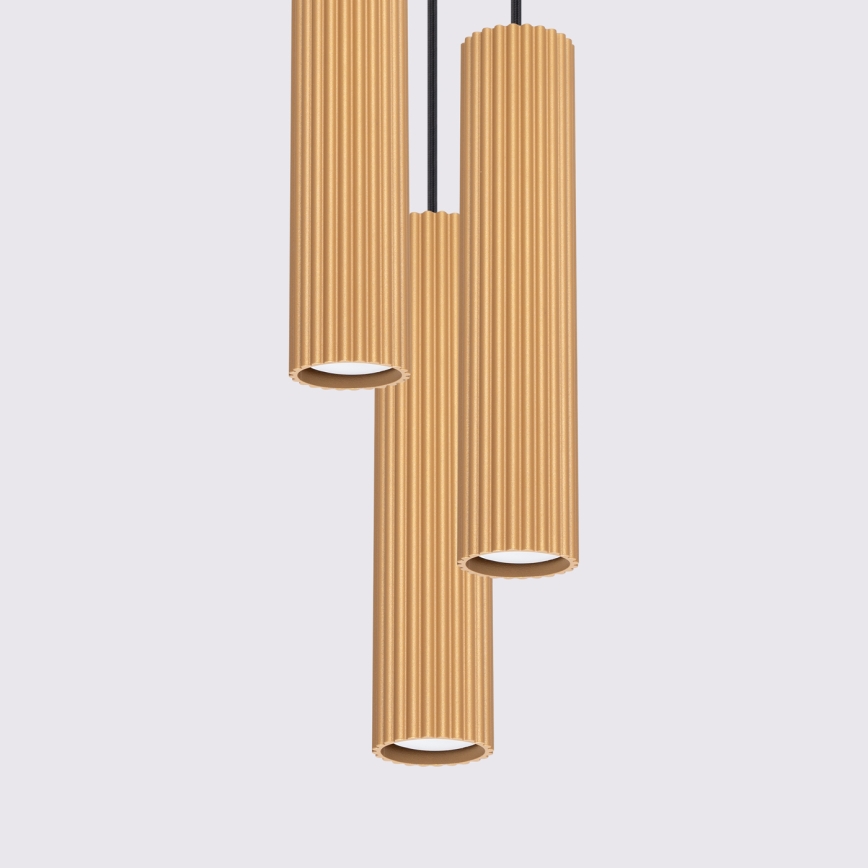 Hanglamp aan een koord KARBON 3xGU10/10W/230V goud