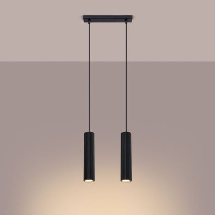 Hanglamp aan een koord KARBON 2xGU10/10W/230V zwart