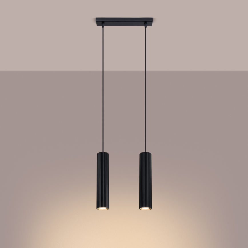 Hanglamp aan een koord KARBON 2xGU10/10W/230V zwart