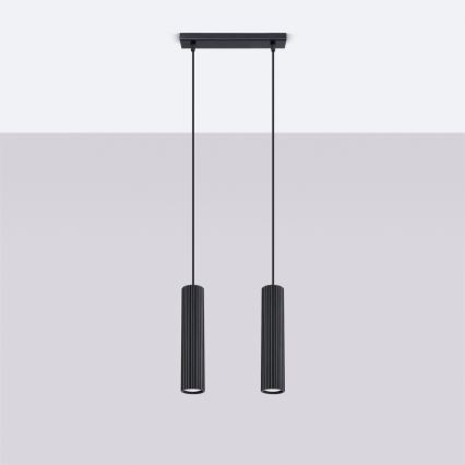 Hanglamp aan een koord KARBON 2xGU10/10W/230V zwart