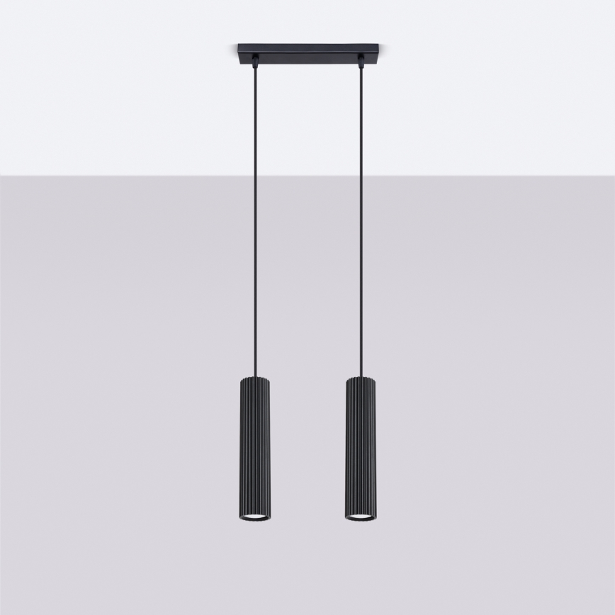 Hanglamp aan een koord KARBON 2xGU10/10W/230V zwart