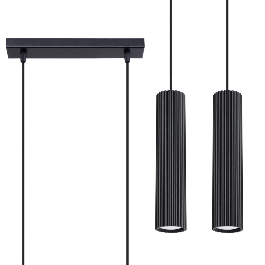 Hanglamp aan een koord KARBON 2xGU10/10W/230V zwart