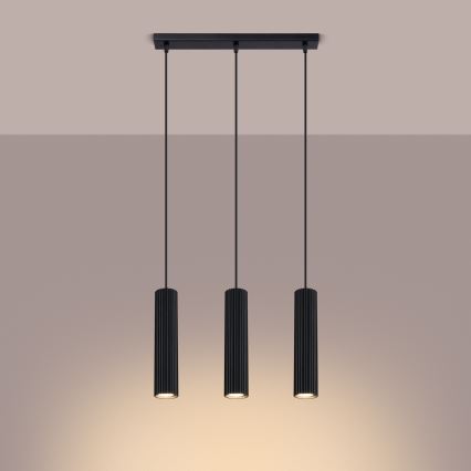 Hanglamp aan een koord KARBON 3xGU10/10W/230V zwart