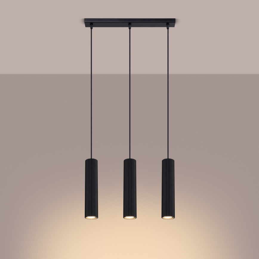 Hanglamp aan een koord KARBON 3xGU10/10W/230V zwart