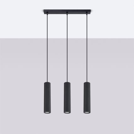 Hanglamp aan een koord KARBON 3xGU10/10W/230V zwart