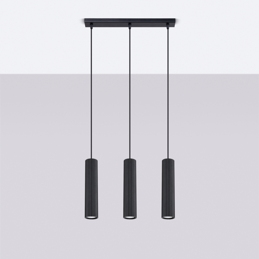 Hanglamp aan een koord KARBON 3xGU10/10W/230V zwart