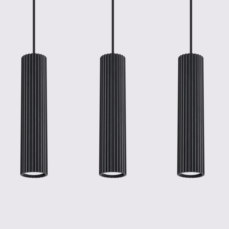 Hanglamp aan een koord KARBON 3xGU10/10W/230V zwart