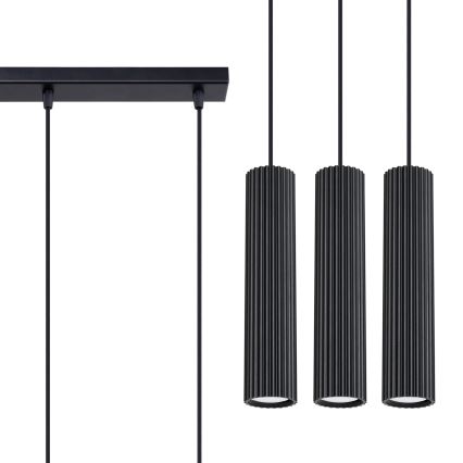 Hanglamp aan een koord KARBON 3xGU10/10W/230V zwart