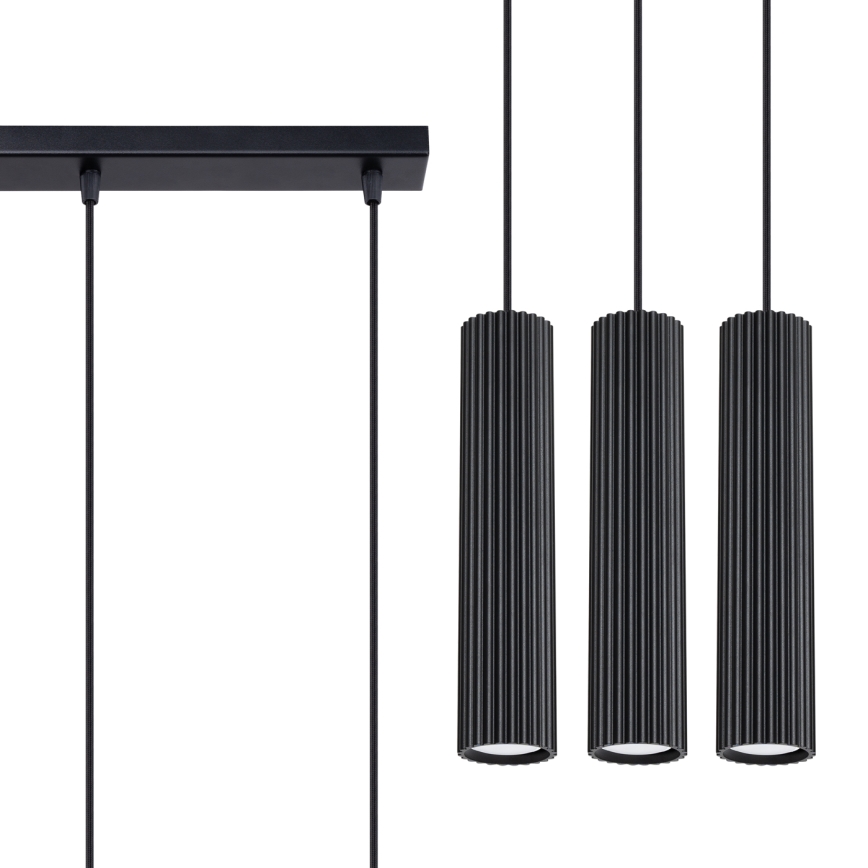 Hanglamp aan een koord KARBON 3xGU10/10W/230V zwart