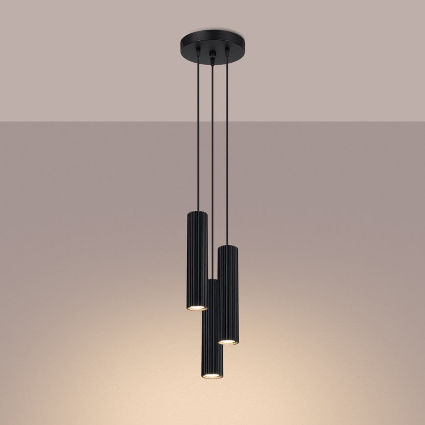 Hanglamp aan een koord KARBON 3xGU10/10W/230V zwart