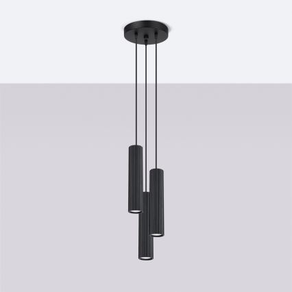 Hanglamp aan een koord KARBON 3xGU10/10W/230V zwart