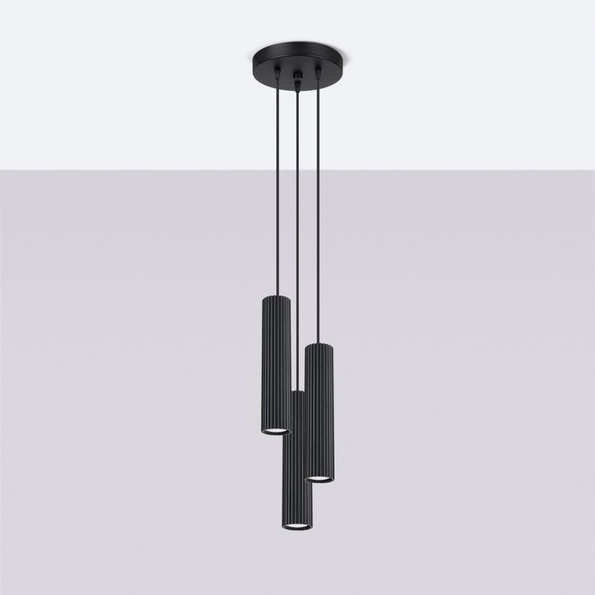 Hanglamp aan een koord KARBON 3xGU10/10W/230V zwart
