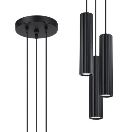 Hanglamp aan een koord KARBON 3xGU10/10W/230V zwart
