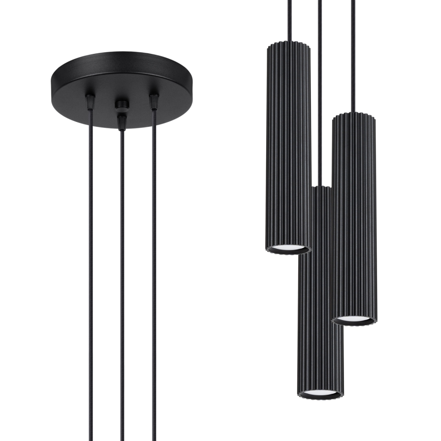Hanglamp aan een koord KARBON 3xGU10/10W/230V zwart