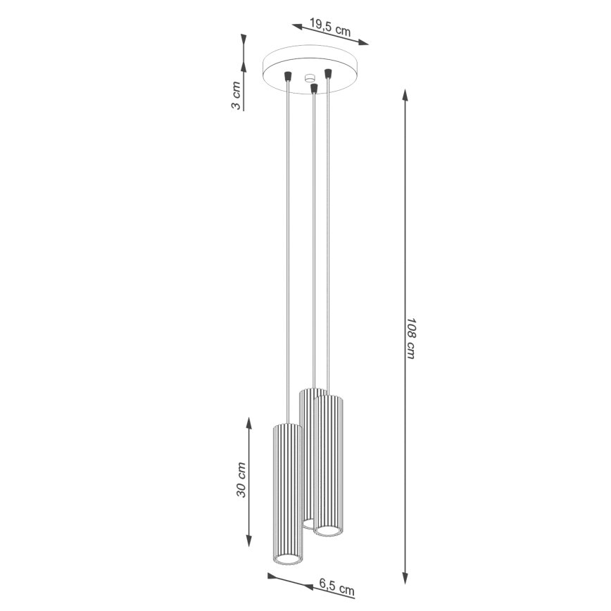 Hanglamp aan een koord KARBON 3xGU10/10W/230V zwart