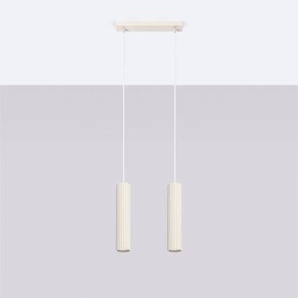 Hanglamp aan een koord KARBON 2xGU10/10W/230V crème