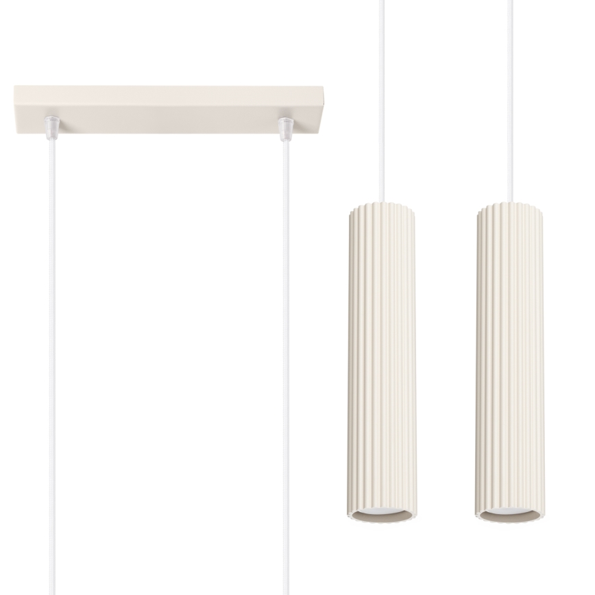 Hanglamp aan een koord KARBON 2xGU10/10W/230V crème