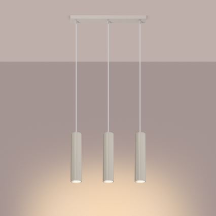 Hanglamp aan een koord KARBON 3xGU10/10W/230V crème