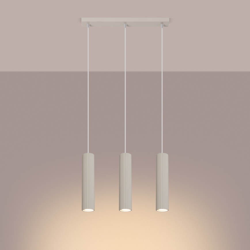 Hanglamp aan een koord KARBON 3xGU10/10W/230V crème