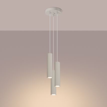 Hanglamp aan een koord KARBON 3xGU10/10W/230V crème