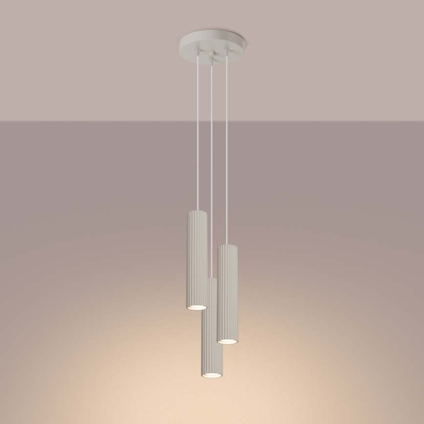 Hanglamp aan een koord KARBON 3xGU10/10W/230V crème