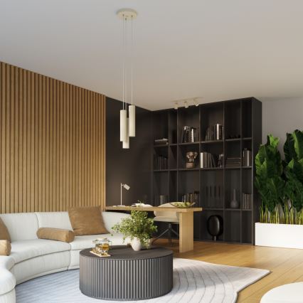 Hanglamp aan een koord KARBON 3xGU10/10W/230V crème